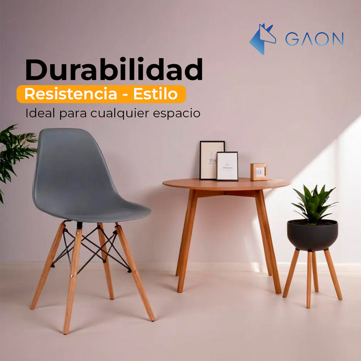 Sillas Tipo Eames Modelo Shell - Diseño Minimalista Set 4 Piezas