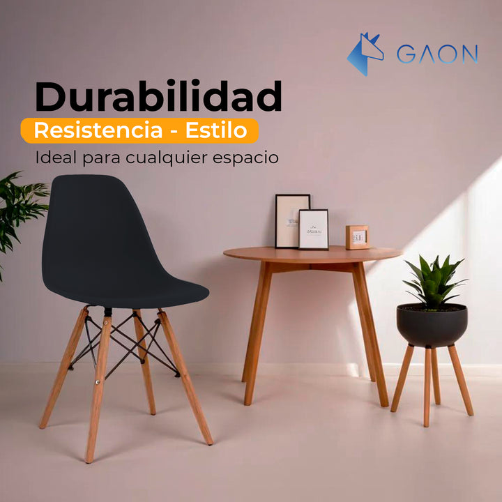 Sillas Tipo Eames Modelo Shell - Diseño Minimalista Set 4 Piezas