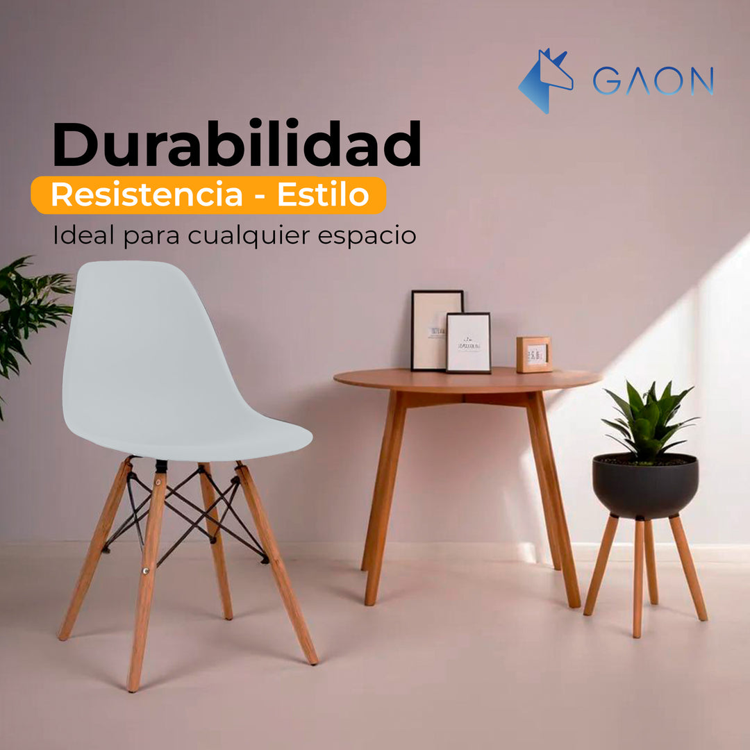 Sillas Tipo Eames Modelo Shell - Diseño Minimalista Set 4 Piezas