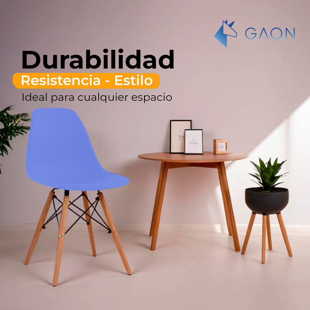 Sillas Tipo Eames Modelo Shell - Diseño Minimalista Set 4 Piezas