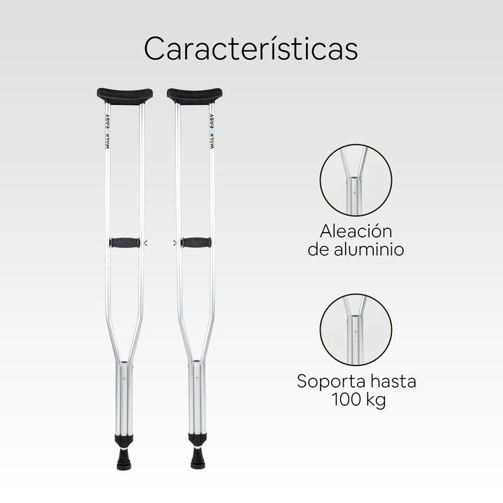 Muletas Ortopédicas Ajustables para Adultos | Bastón Axilar de Aluminio