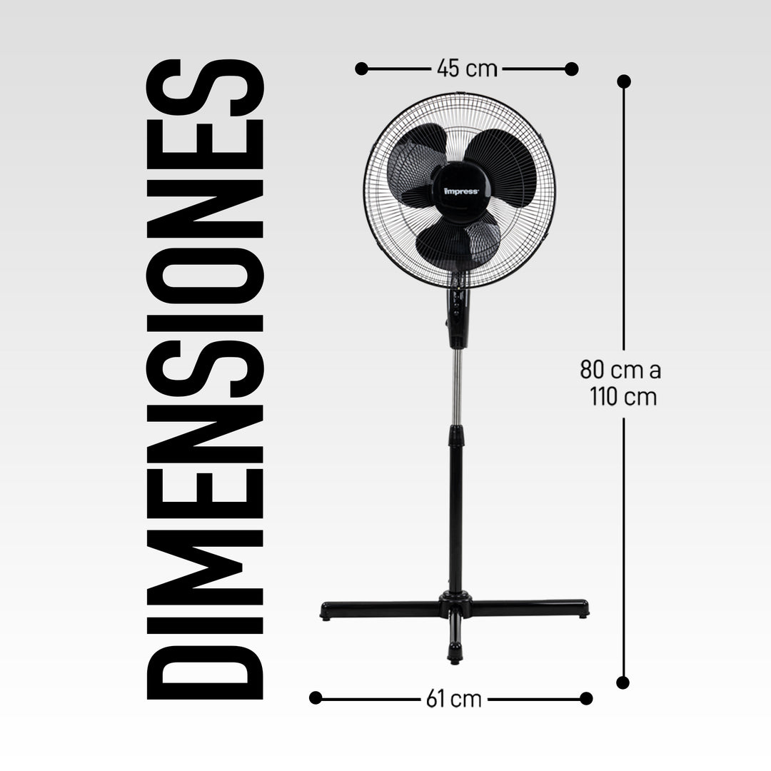 Ventilador de Piso Pedestal Abanico Oscilatorio Tres Velocidades Altura Ajustable 16 Pulgadas