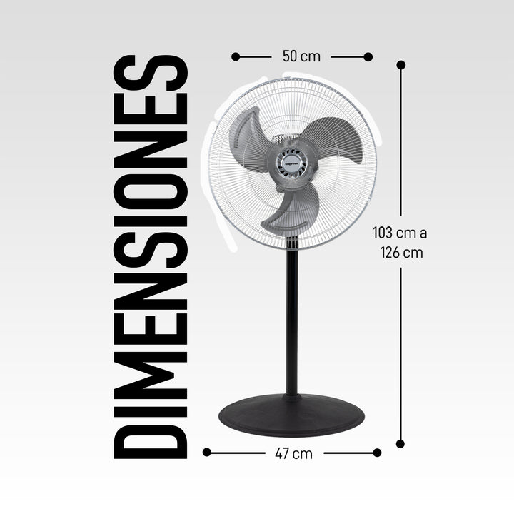 Ventilador De Piso Con Aspas Y Tres Velocidades 18 Impress Gaon Hogar IM-782 60 Hz 120V